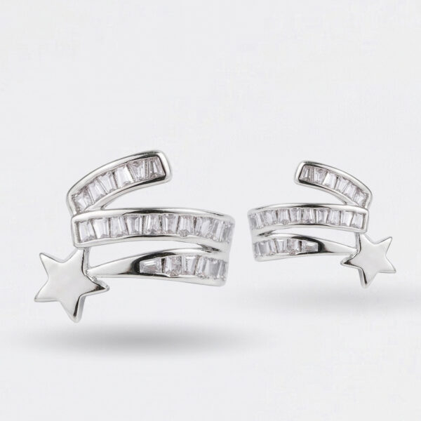 Star Design Diamond Accent Wrap Stud Earrings