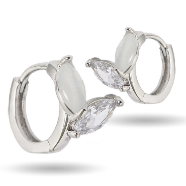 Silver Tone Marquise Crystal Hoop Earrings