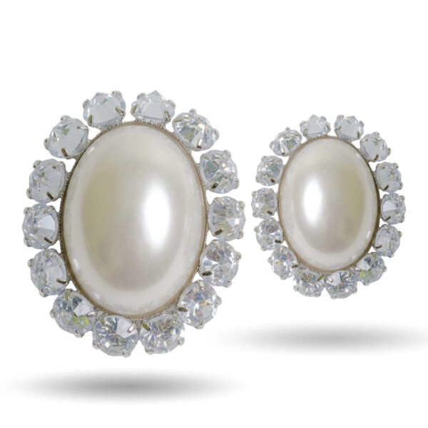 Classic Pearl & Crystal Halo Stud Earrings