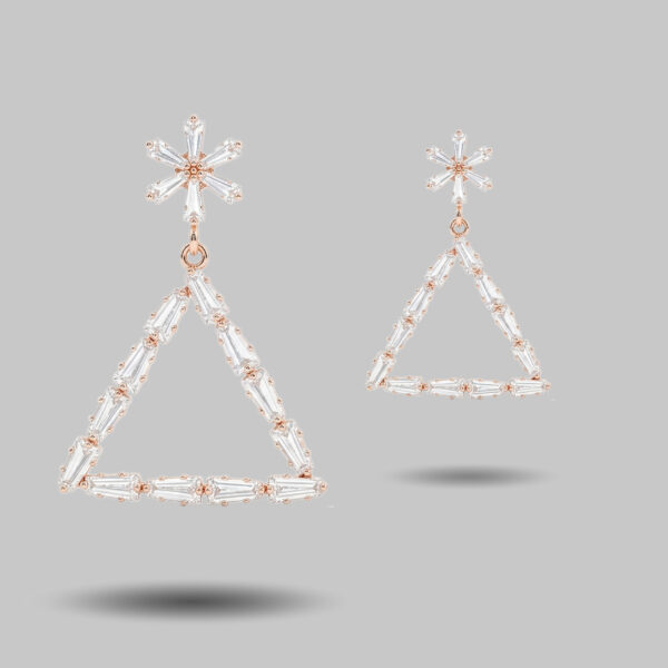 Rose Gold Crystal Triangle Drop Earrings