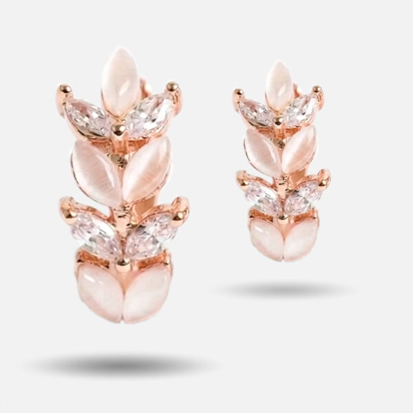 Rose Gold Leaf Crystal Stud Earrings