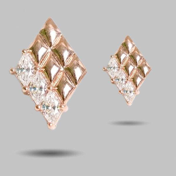 Rose Gold Textured Diamond Cut Stud Earrings