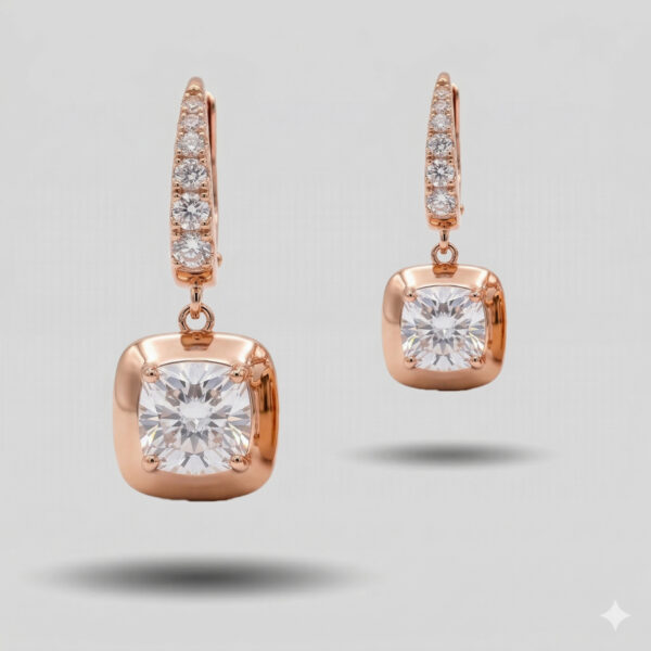 Rose Gold Crystal Drop Hoop Earrings