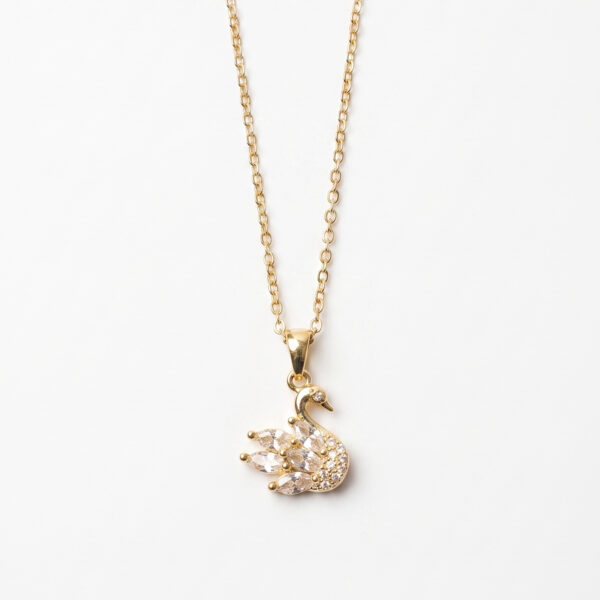 Gold Plated “Graceful Swan” Crystal Pendant Necklace