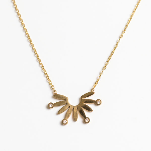 Gold Plated Art Deco Sunburst Pendant Necklace