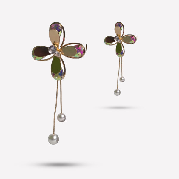 Celestial Rose Gold Double-Layer Open Cuff with Rhombus Crystal Accents