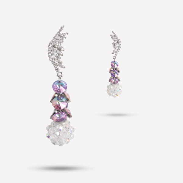 Ethereal Angel Wing Aurora Borealis Crystal Drop Earrings