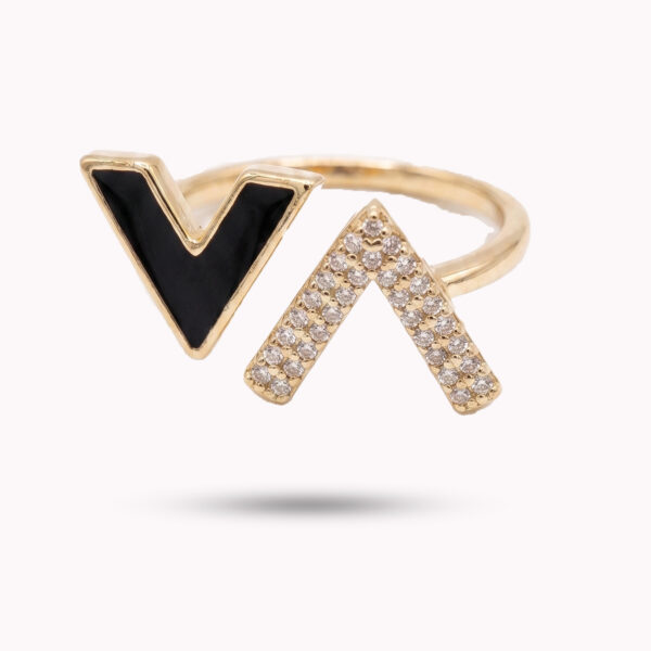 Double Layer Cross Motif Adjustable Ring – Gold & Pavé Finish