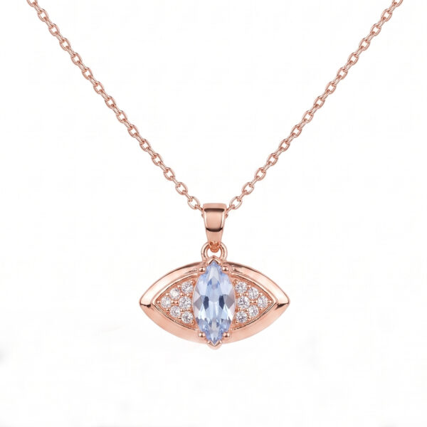 Rose Gold Evil Eye Crystal Pendant Necklace