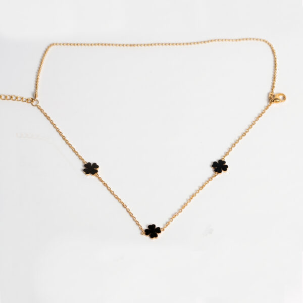 Gold Plated Black Clover Anklet & Bracelet Combo Set