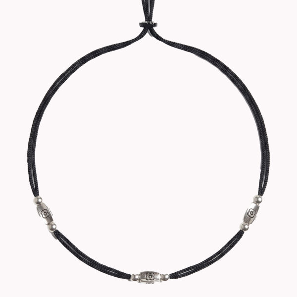 Black Thread Adjustable Anklet (Silver Bead Design)