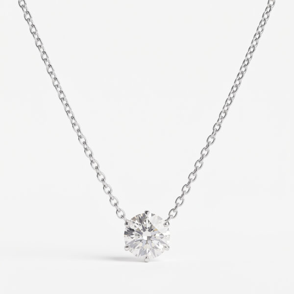 Classic Silver Solitaire Brilliant-Cut Crystal Necklace