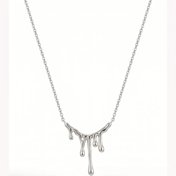 Silver Drip Design Minimalist Necklace