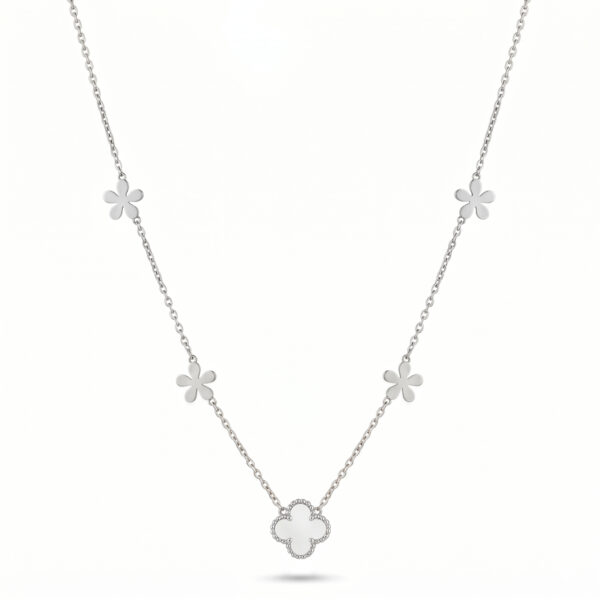 Silver Floral Charm Chain Necklace