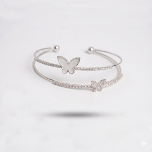 Silver Enchanted Butterfly Double-Layer Cuffs