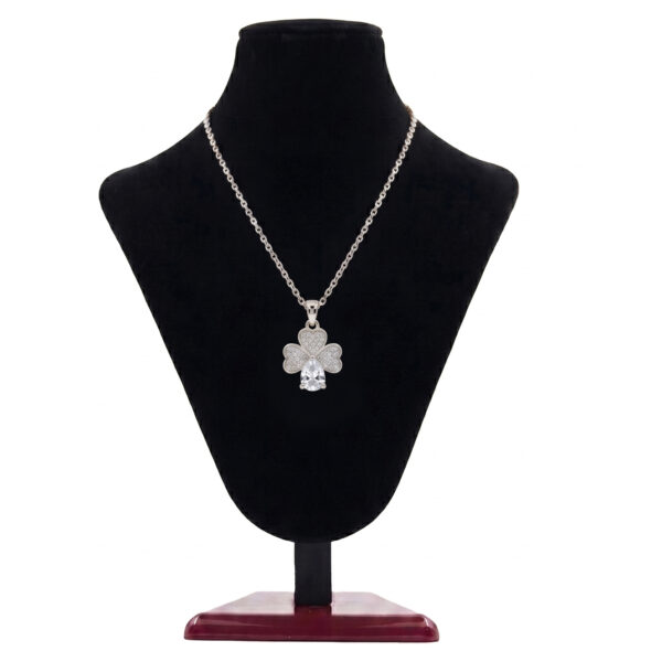 Silver Pavé Heart & Pear-Cut Crystal Clover Necklace