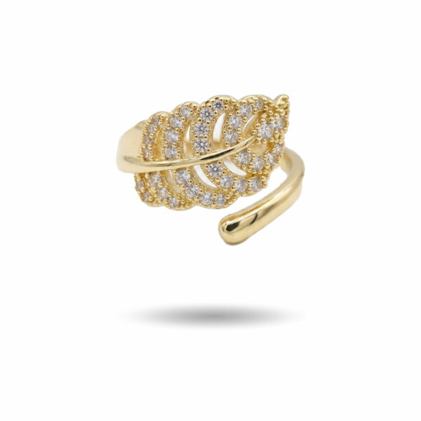 Golden Shimmer Leaf Wrap Ring