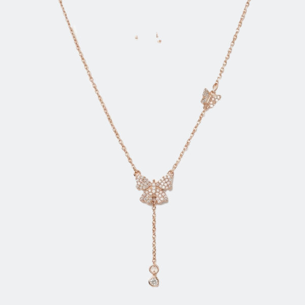 Sparkling Butterfly Pavé Lariat Necklace in Rose Gold