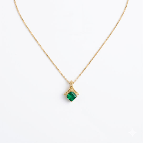 Regal Emerald Green Solitaire Drop Necklace