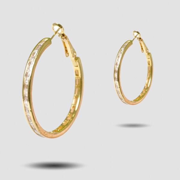 Gilded Infinity Baguette Hoop Earrings with Lever-Back Closure