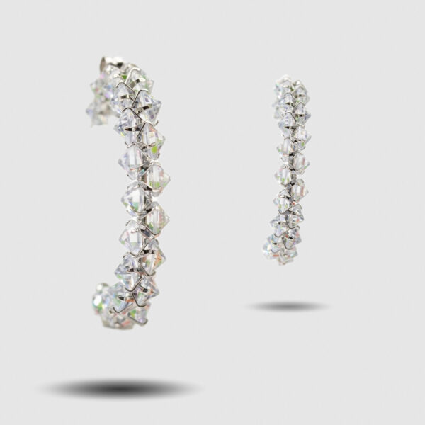Glacier Ice Bicone Crystal 3/4 Hoop Earrings