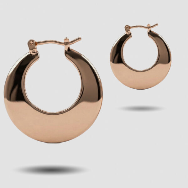 High-Polish Rose Gold Tapered Crescent Hoop Earrings