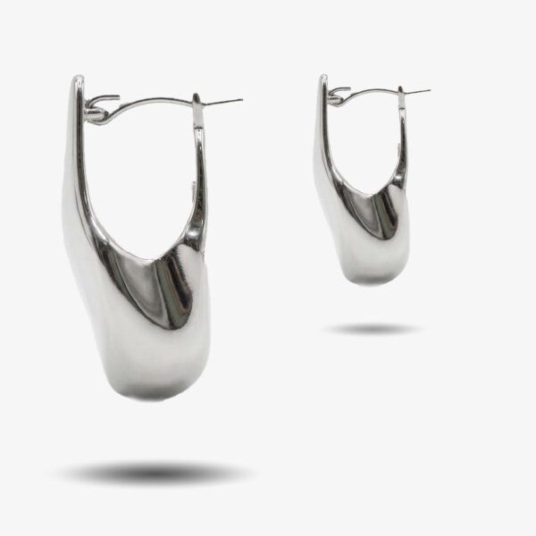 Sculptural Molten Silver U-Hoop Earrings