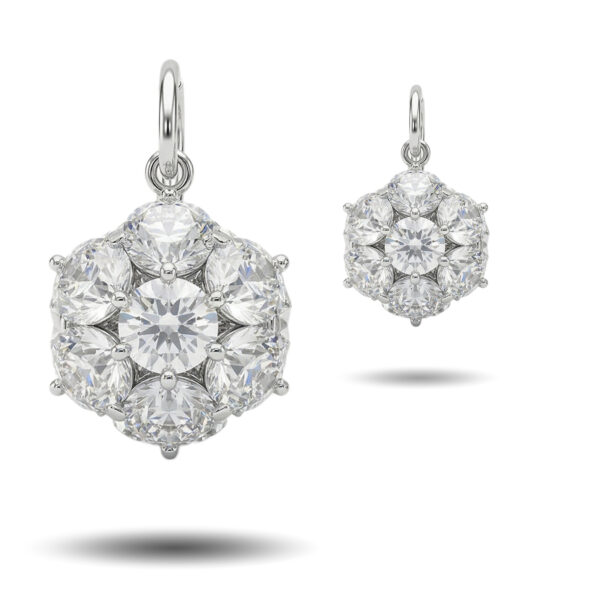 Brilliant Round-Cut Flower Cluster Drop Earrings in Silver