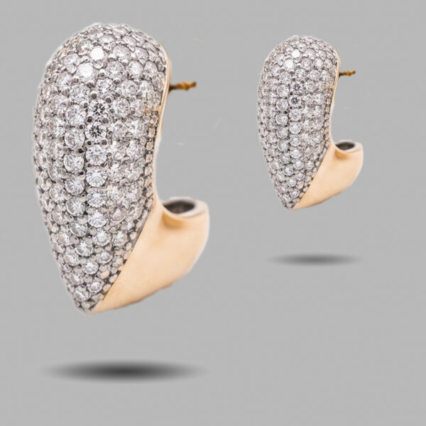 Two-Tone Pavé Diamond Graduated Half-Hoop Earrings