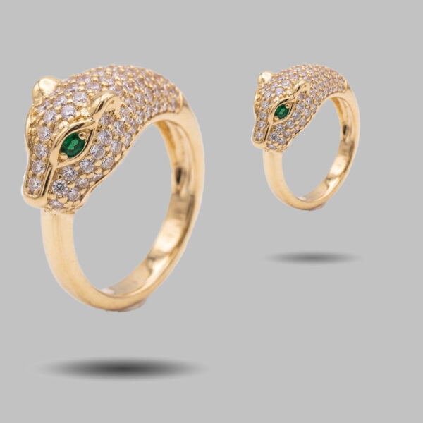 Emerald-Eyed Pavé Panther Statement Ring