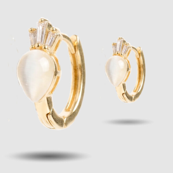 Gold Plated Pearl Drop Hoop Earrings with Crystal Accent