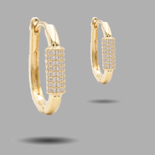 Pavé Carabiner Oval Huggie Hoop Earrings