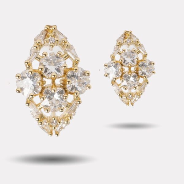 Vintage-Inspired Gold Marquise Cluster Stud Earrings