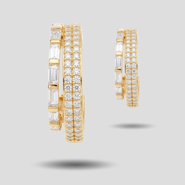Luxury Gold Plated Double Hoop Crystal Earrings