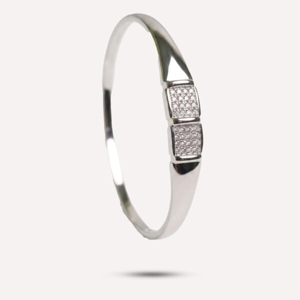 Sterling Silver Men’s Geometric Pavé Bangle Bracelet