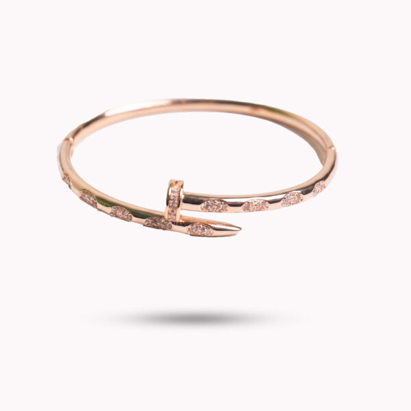 Rose Gold Pavé Diamond Nail Bangle – Iconic Industrial Wrap Bracelet