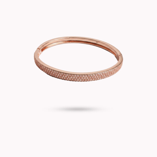 Rose Gold Triple-Row Pavé Crystal Bangle Bracelet