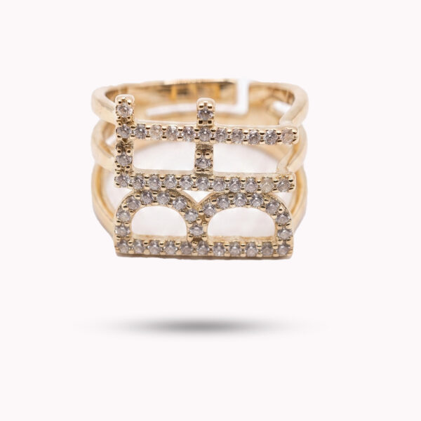 Gold-Tone Pavé Geometric Multi-Band Statement Ring