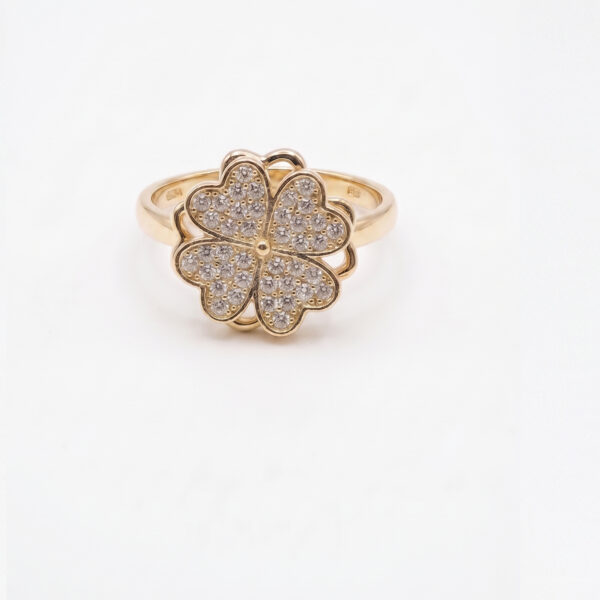 Gold-Tone Pavé Four-Leaf Clover Lucky Charm Ring