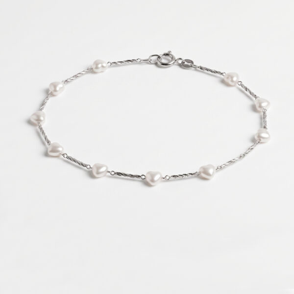 Silver Plated Heart Pearl Anklet