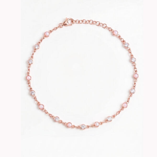 Rose Gold Crystal & Pearl Anklet (Elegant Minimal Luxury)