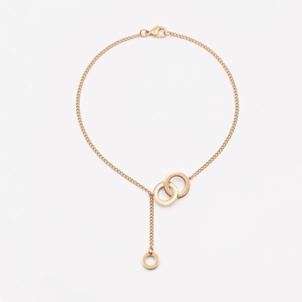 Gold Double Ring Drop Anklet (Minimal Luxe Chain Design)