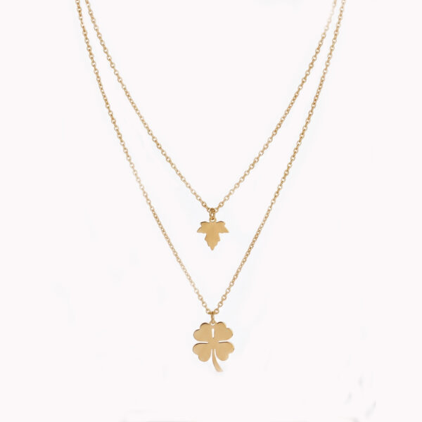 Gold Layered Clover & Maple Leaf Pendant Necklace