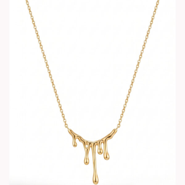 Modern Molten Gold Drip Statement Necklace