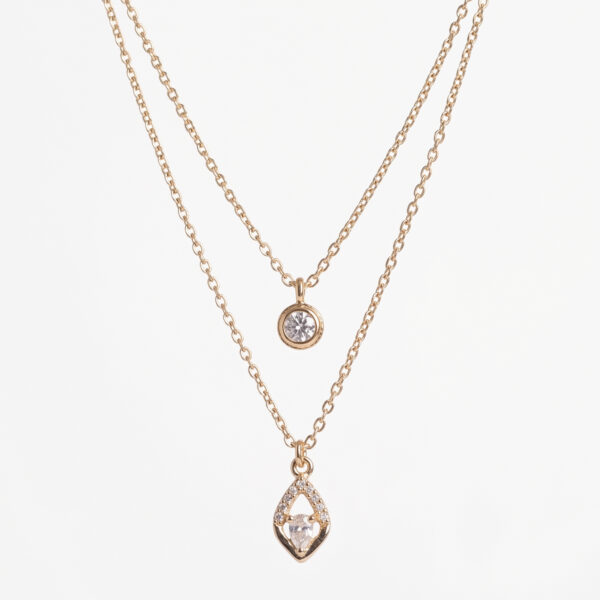 Gold Layered Solitaire & Pavé Teardrop Crystal Necklace