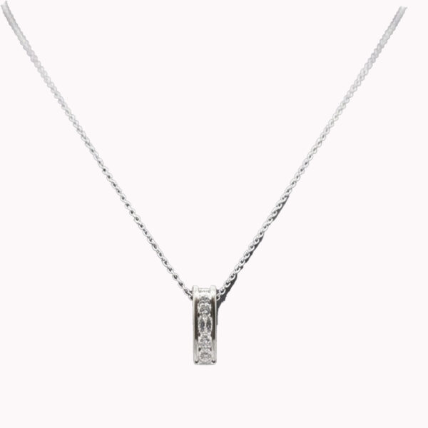 Silver Minimal Crystal Bar Pendant Necklace