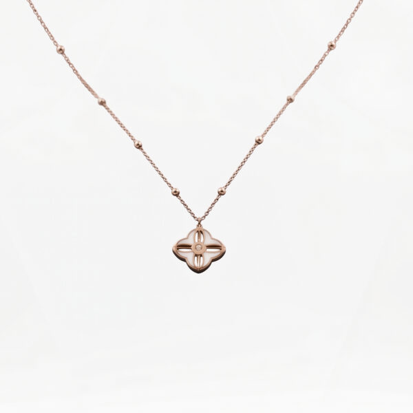 Rose Gold Quatrefoil Clover Necklace with Satellite Bead Chain