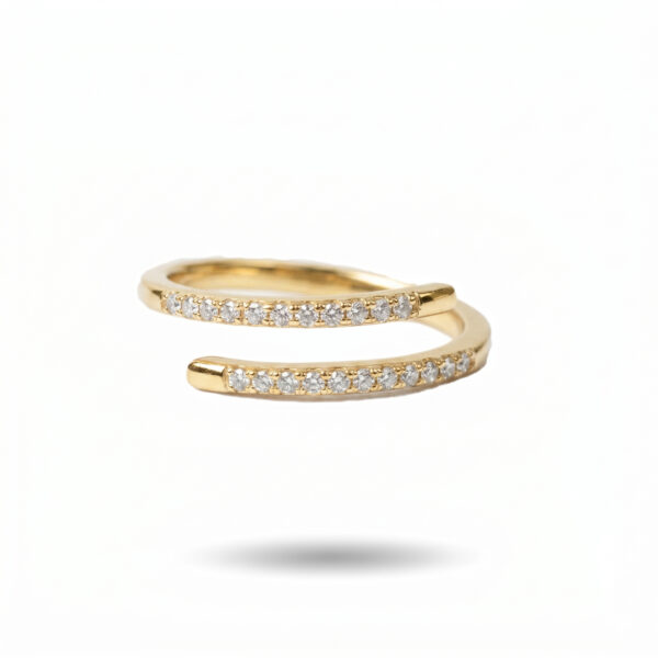 Gold Vermeil Diamond-Accented Spiral Wrap Ring