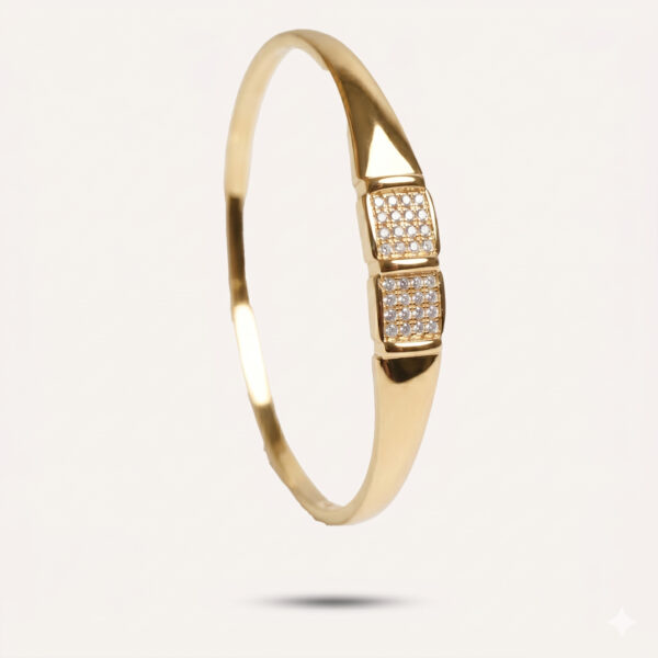 Geometric Pavé Dual-Tile Gold Bangle