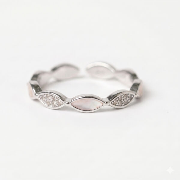 Silver Marquise Mother-of-Pearl & Pavé Eternity Band